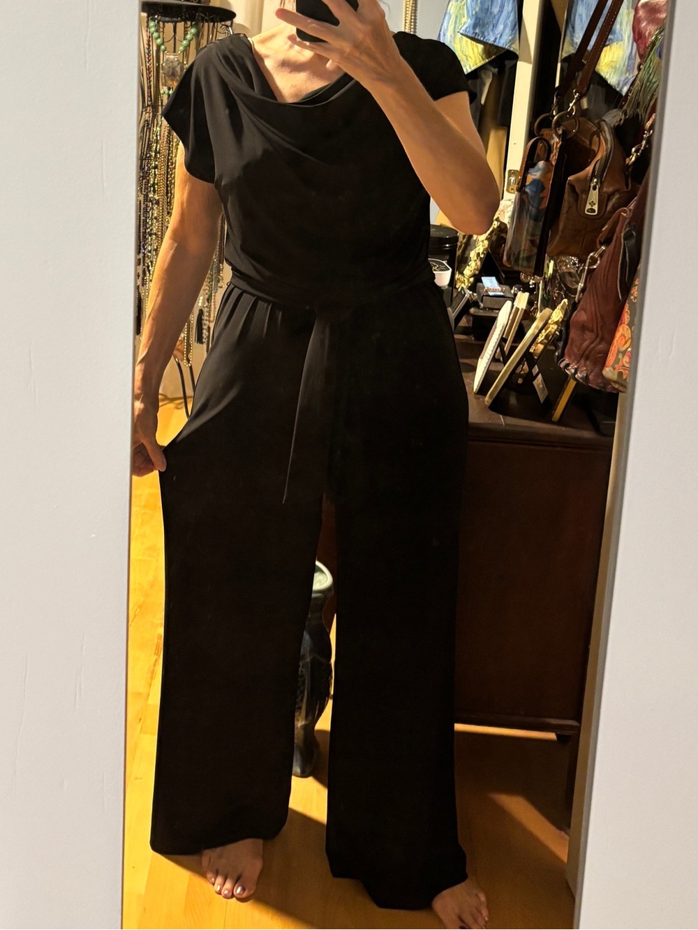 Chico’s Women's Black Wide-Leg Jumpsuit with Tie Waist 0 (4-6)